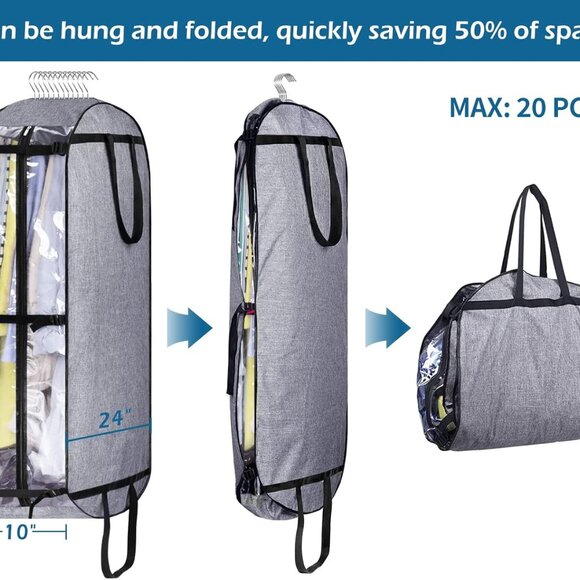 40" Garment Bags for Travel Moving Bags Heavy Duty Hanging Bags for Clothes Stur - Picture 3 of 7